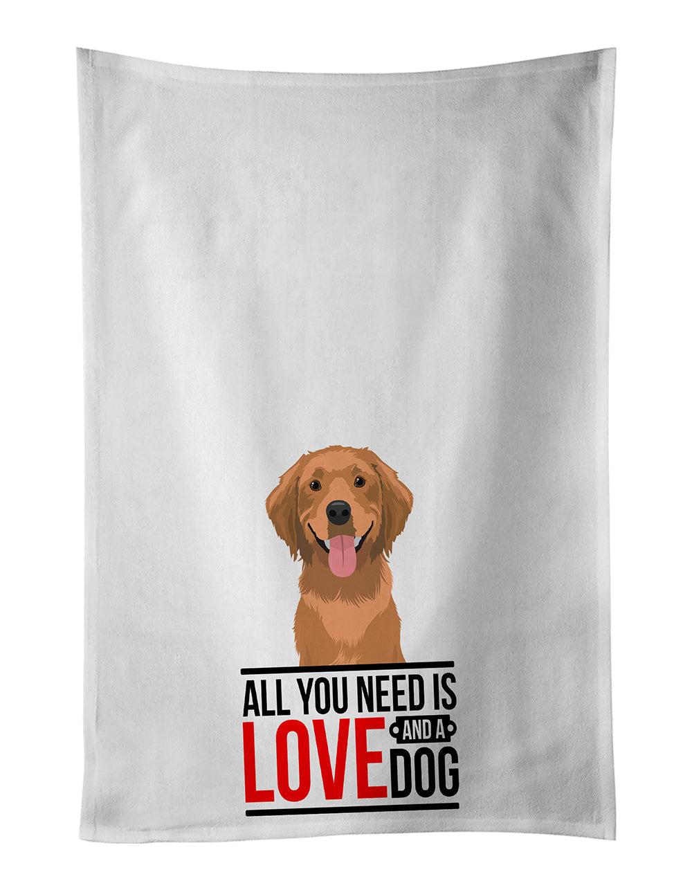Golden Retriever Red #2  Kitchen Towel Set of 2 White Dish Towels Decorative Bathroom Hand towel for Hand, Face, Hair, Yoga, Tea, Dishcloth, 19 X 28", White