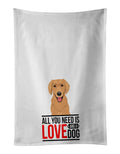 Golden Retriever Gold #2  Kitchen Towel Set of 2 White Dish Towels Decorative Bathroom Hand towel for Hand, Face, Hair, Yoga, Tea, Dishcloth, 19 X 28", White