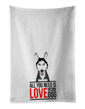 Siberian Husky Black and White #3  Kitchen Towel Set of 2 White Dish Towels Decorative Bathroom Hand towel for Hand, Face, Hair, Yoga, Tea, Dishcloth, 19 X 28", White