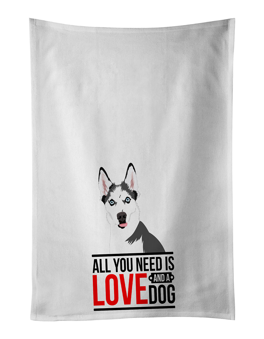 Siberian Husky Puppy  Kitchen Towel Set of 2 White Dish Towels Decorative Bathroom Hand towel for Hand, Face, Hair, Yoga, Tea, Dishcloth, 19 X 28", White