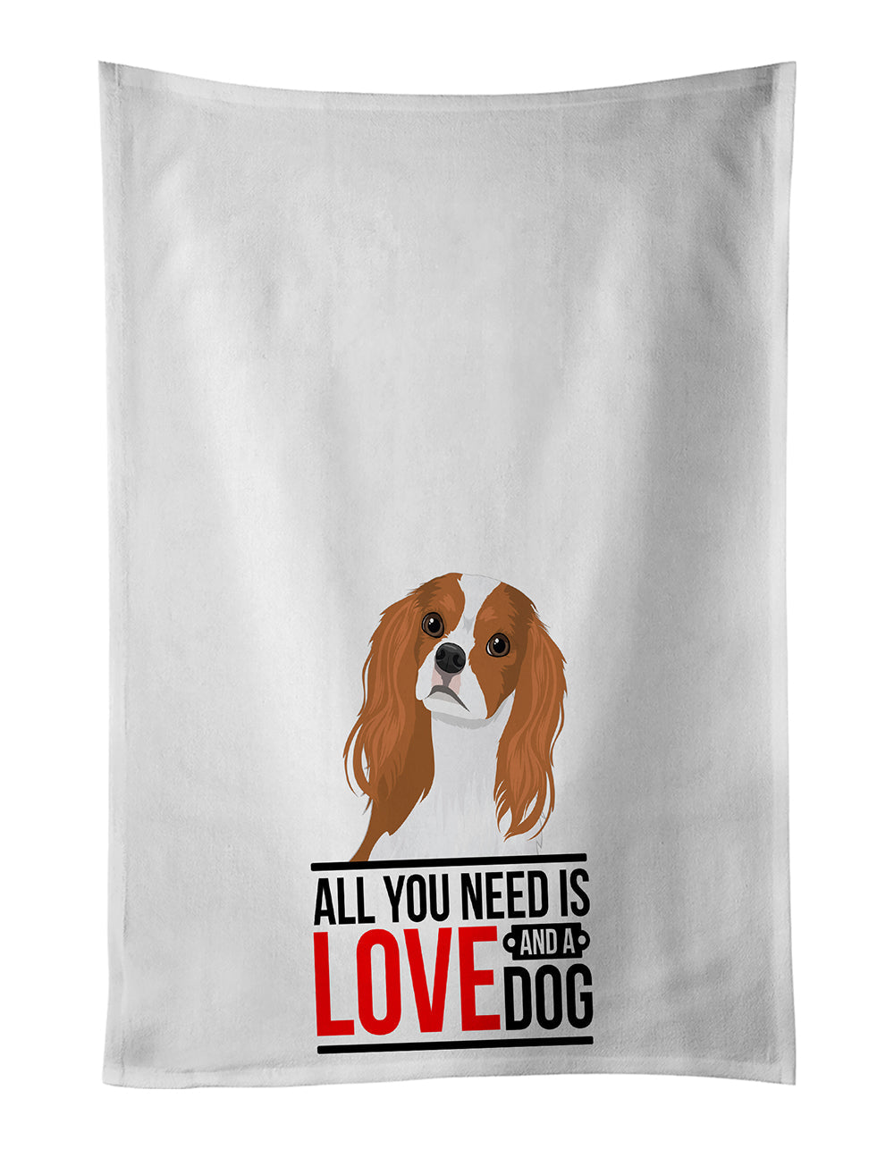 Cavalier King Charles Spaniel Blenheim #1  Kitchen Towel Set of 2 White Dish Towels Decorative Bathroom Hand towel for Hand, Face, Hair, Yoga, Tea, Dishcloth, 19 X 28", White