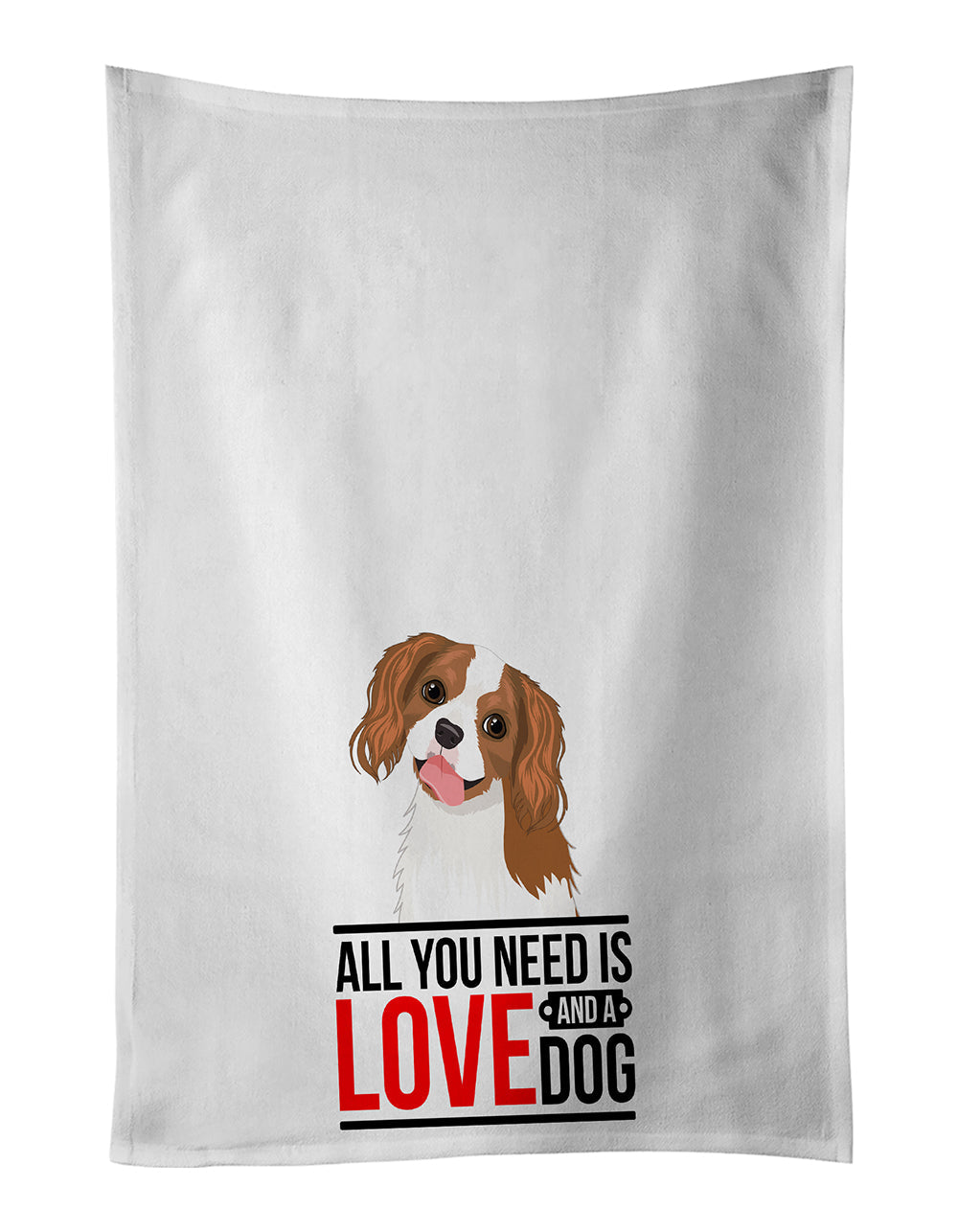 Cavalier King Charles Spaniel Blenheim #2  Kitchen Towel Set of 2 White Dish Towels Decorative Bathroom Hand towel for Hand, Face, Hair, Yoga, Tea, Dishcloth, 19 X 28", White