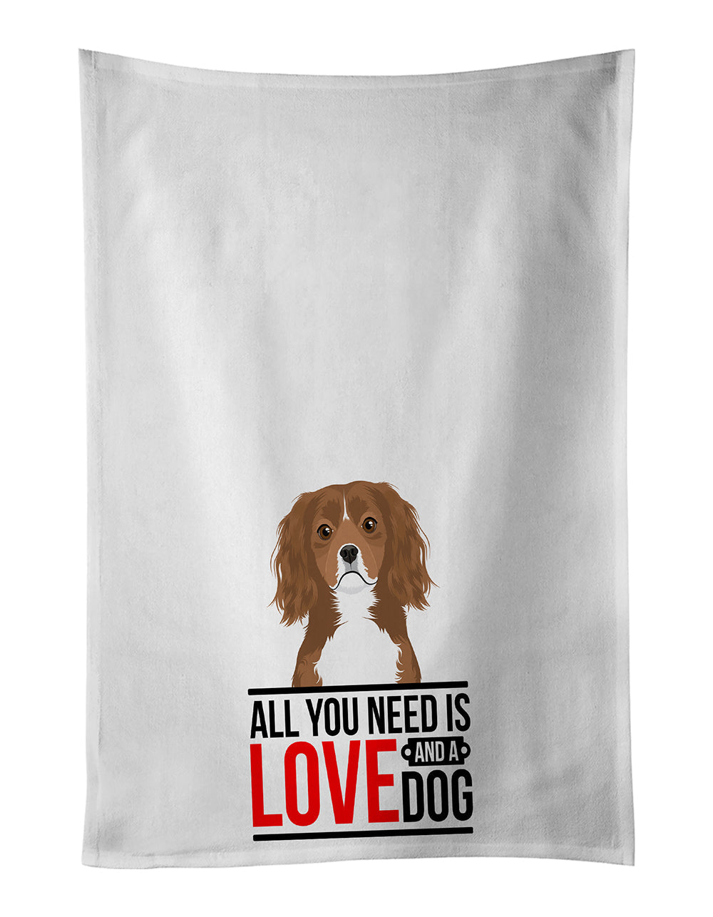 Cavalier King Charles Spaniel Ruby  Kitchen Towel Set of 2 White Dish Towels Decorative Bathroom Hand towel for Hand, Face, Hair, Yoga, Tea, Dishcloth, 19 X 28", White