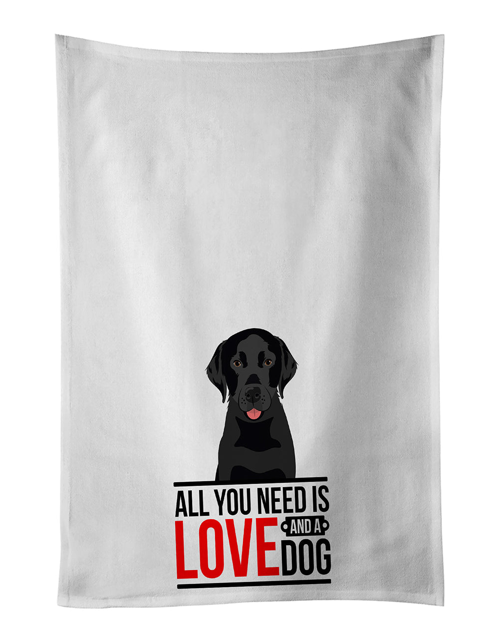 Labrador Retriever Black #3  Kitchen Towel Set of 2 White Dish Towels Decorative Bathroom Hand towel for Hand, Face, Hair, Yoga, Tea, Dishcloth, 19 X 28", White