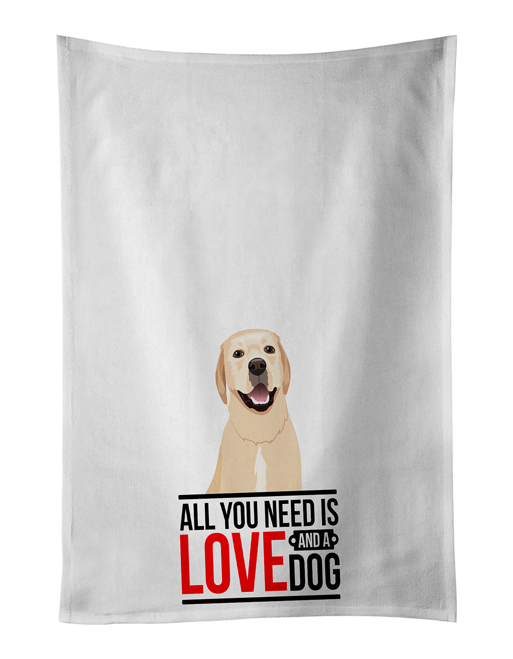 Labrador Retriever Yellow #2  Kitchen Towel Set of 2 White Dish Towels Decorative Bathroom Hand towel for Hand, Face, Hair, Yoga, Tea, Dishcloth, 19 X 28", White