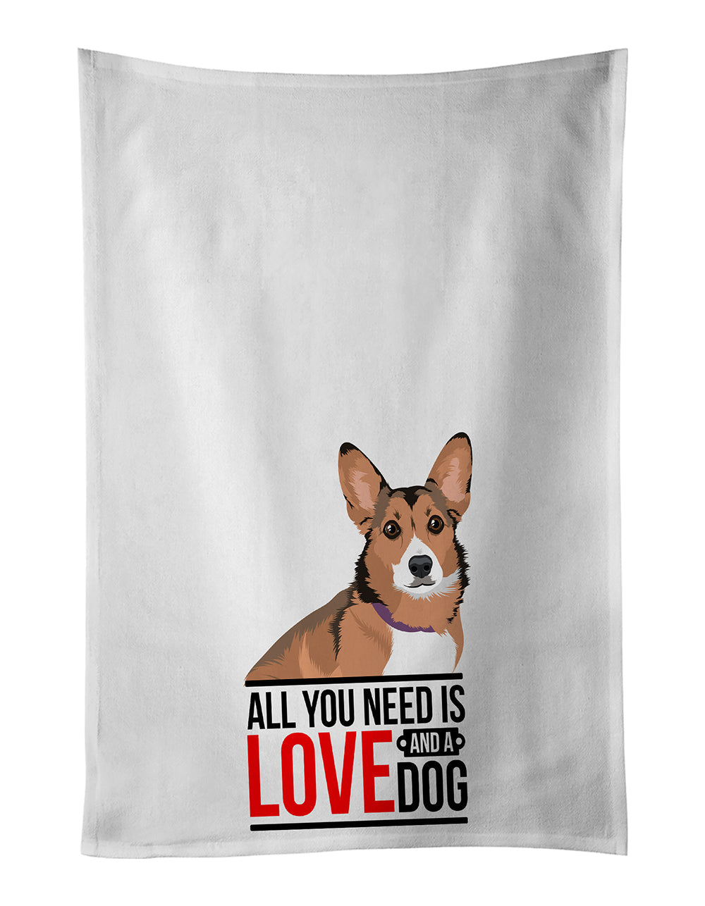 Pembroke Welsh Corgi Sable and White  Kitchen Towel Set of 2 White Dish Towels Decorative Bathroom Hand towel for Hand, Face, Hair, Yoga, Tea, Dishcloth, 19 X 28", White