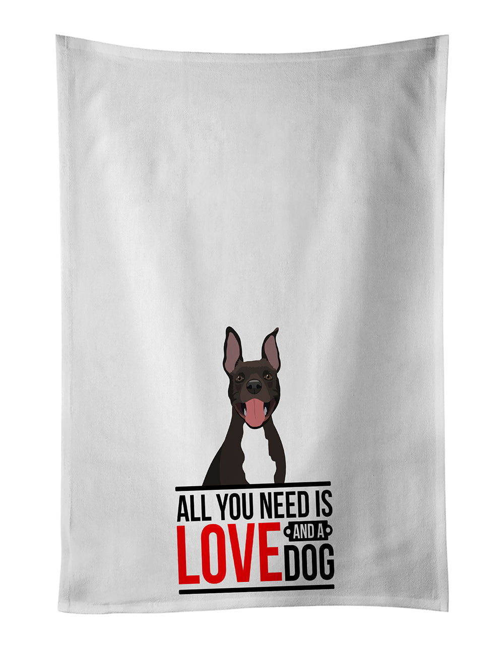 Pit Bull Black #4  Kitchen Towel Set of 2 White Dish Towels Decorative Bathroom Hand towel for Hand, Face, Hair, Yoga, Tea, Dishcloth, 19 X 28", White