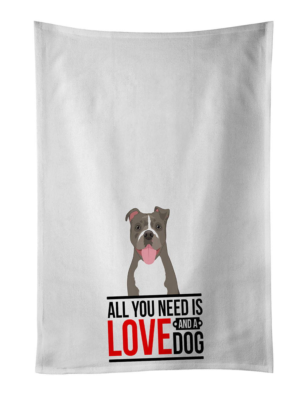 Pit Bull Blue #2  Kitchen Towel Set of 2 White Dish Towels Decorative Bathroom Hand towel for Hand, Face, Hair, Yoga, Tea, Dishcloth, 19 X 28", White