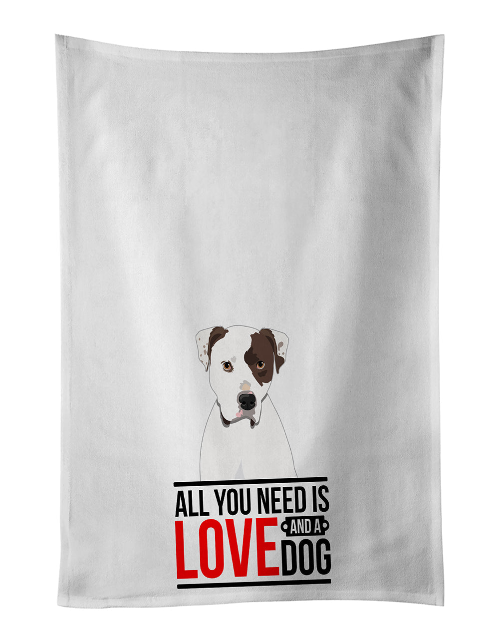 Pit Bull White #2  Kitchen Towel Set of 2 White Dish Towels Decorative Bathroom Hand towel for Hand, Face, Hair, Yoga, Tea, Dishcloth, 19 X 28", White