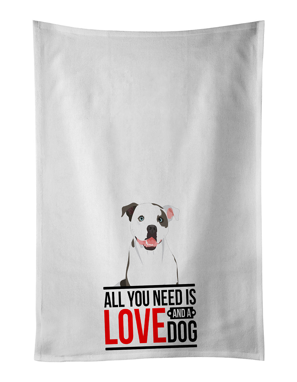 Pit Bull White #3  Kitchen Towel Set of 2 White Dish Towels Decorative Bathroom Hand towel for Hand, Face, Hair, Yoga, Tea, Dishcloth, 19 X 28", White
