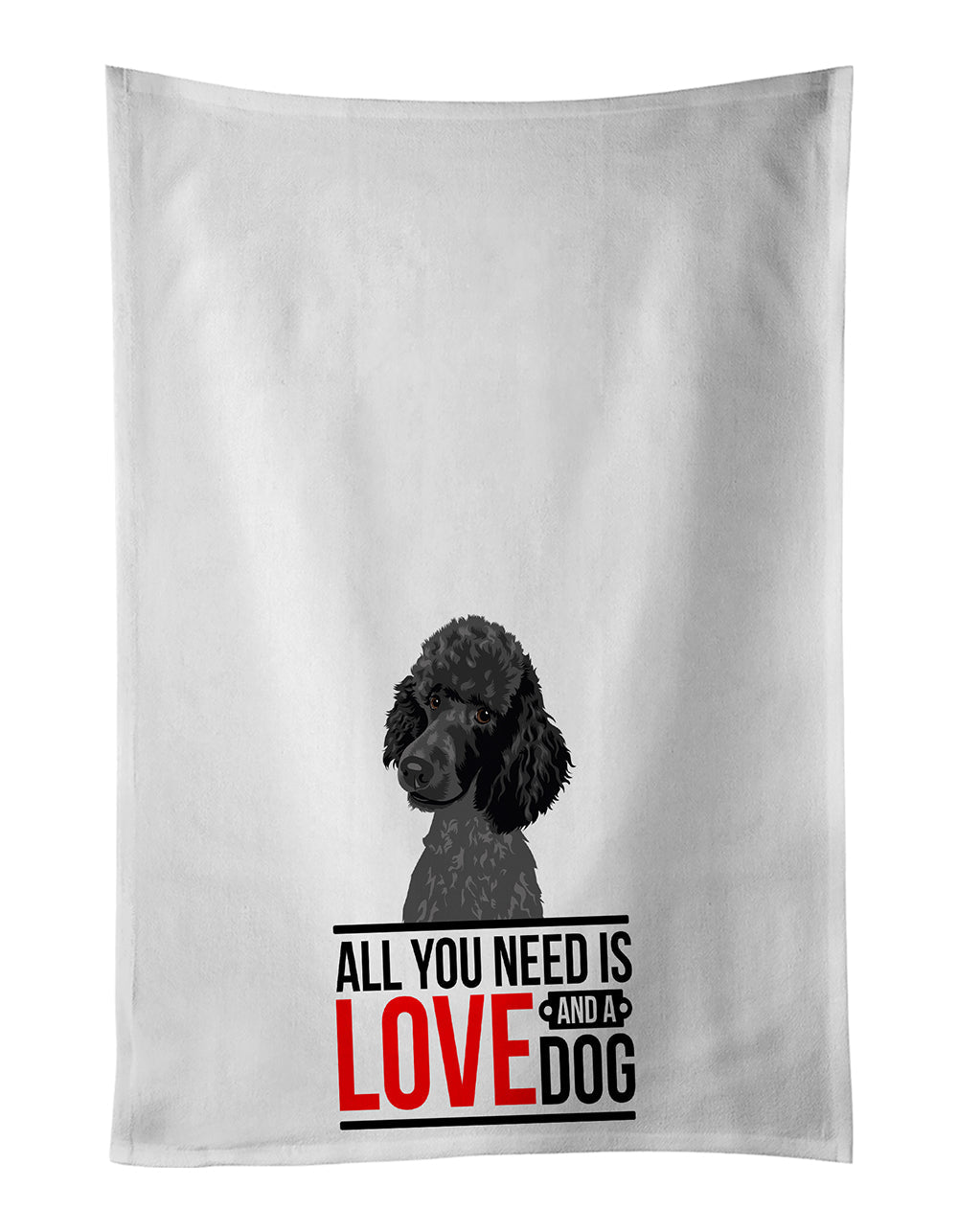 Poodle Standard Black  Kitchen Towel Set of 2 White Dish Towels Decorative Bathroom Hand towel for Hand, Face, Hair, Yoga, Tea, Dishcloth, 19 X 28", White