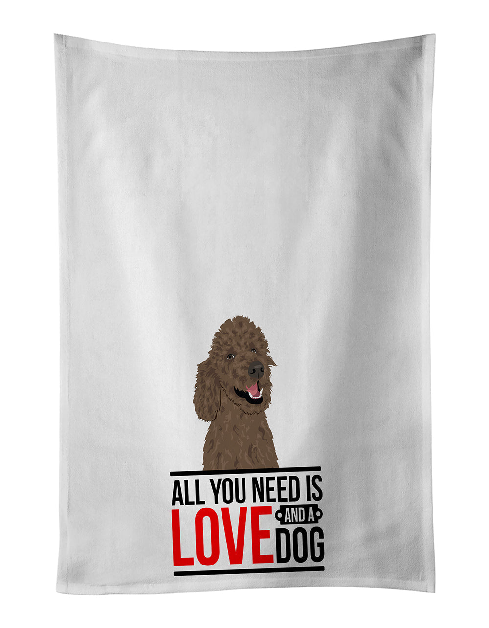 Poodle Standard Brown  Kitchen Towel Set of 2 White Dish Towels Decorative Bathroom Hand towel for Hand, Face, Hair, Yoga, Tea, Dishcloth, 19 X 28", White