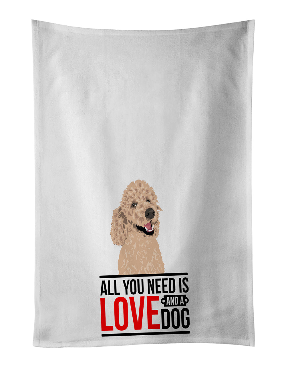 Poodle Standard Cafe Au Lait  Kitchen Towel Set of 2 White Dish Towels Decorative Bathroom Hand towel for Hand, Face, Hair, Yoga, Tea, Dishcloth, 19 X 28", White