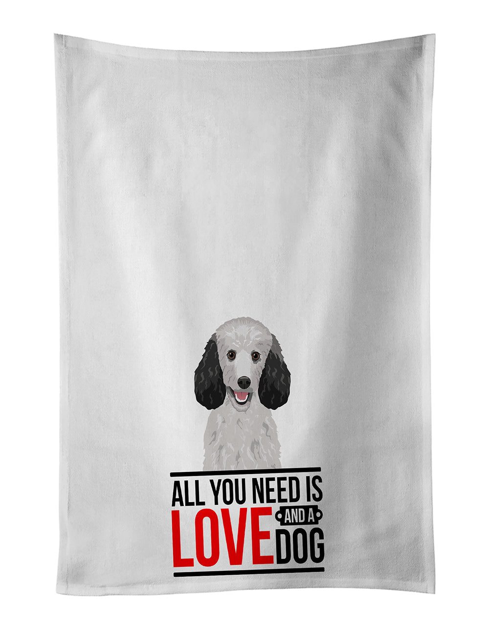 Poodle Standard Silver  Kitchen Towel Set of 2 White Dish Towels Decorative Bathroom Hand towel for Hand, Face, Hair, Yoga, Tea, Dishcloth, 19 X 28", White