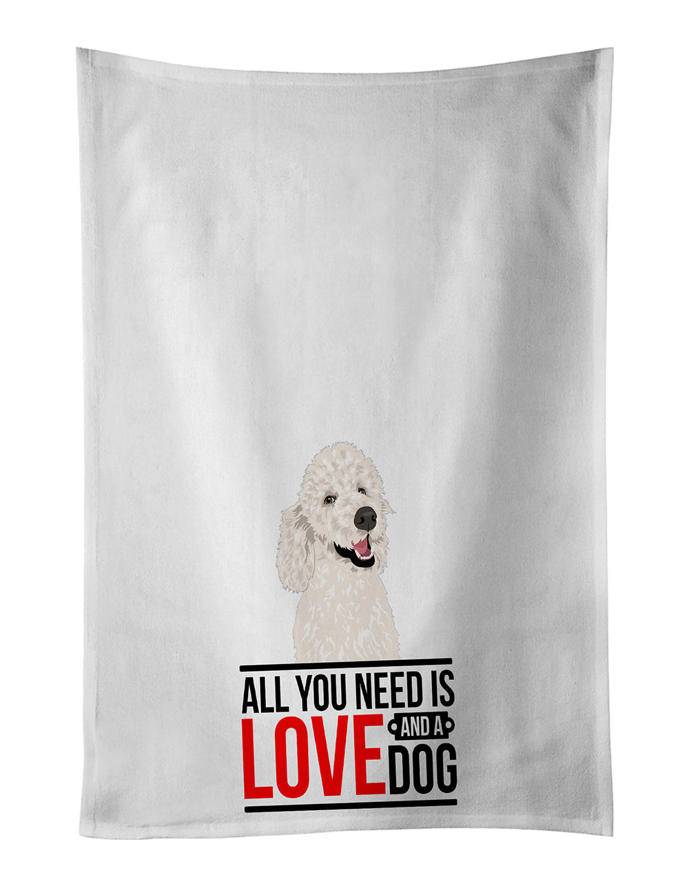 Poodle Standard White  Kitchen Towel Set of 2 White Dish Towels Decorative Bathroom Hand towel for Hand, Face, Hair, Yoga, Tea, Dishcloth, 19 X 28", White