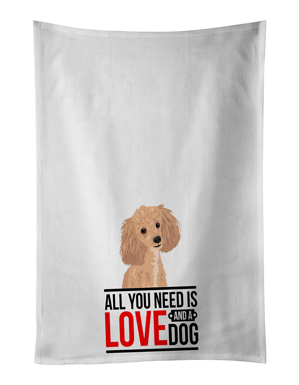 Poodle Toy Apricot #1  Kitchen Towel Set of 2 White Dish Towels Decorative Bathroom Hand towel for Hand, Face, Hair, Yoga, Tea, Dishcloth, 19 X 28", White