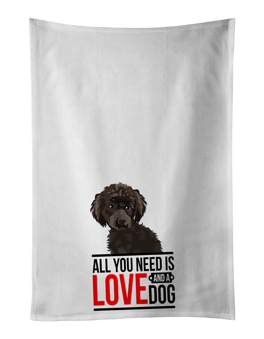 Poodle Toy Brown  Kitchen Towel Set of 2 White Dish Towels Decorative Bathroom Hand towel for Hand, Face, Hair, Yoga, Tea, Dishcloth, 19 X 28", White