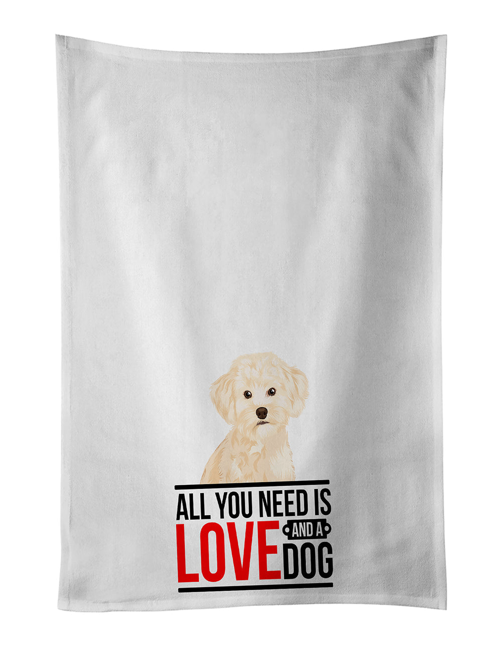 Poodle Toy Cream  Kitchen Towel Set of 2 White Dish Towels Decorative Bathroom Hand towel for Hand, Face, Hair, Yoga, Tea, Dishcloth, 19 X 28", White