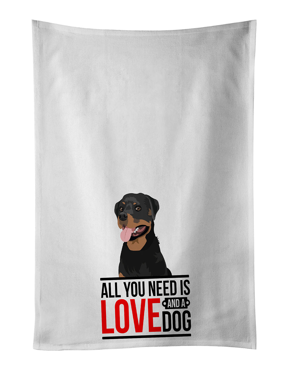 Rottweiler Black and Tan #1  Kitchen Towel Set of 2 White Dish Towels Decorative Bathroom Hand towel for Hand, Face, Hair, Yoga, Tea, Dishcloth, 19 X 28", White