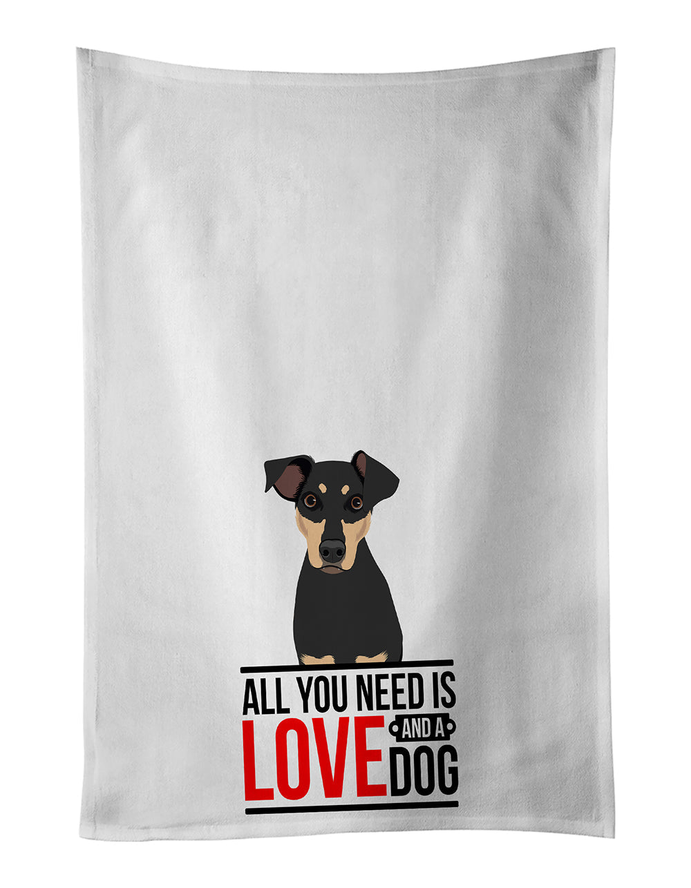 Rottweiler Black and Tan #3  Kitchen Towel Set of 2 White Dish Towels Decorative Bathroom Hand towel for Hand, Face, Hair, Yoga, Tea, Dishcloth, 19 X 28", White