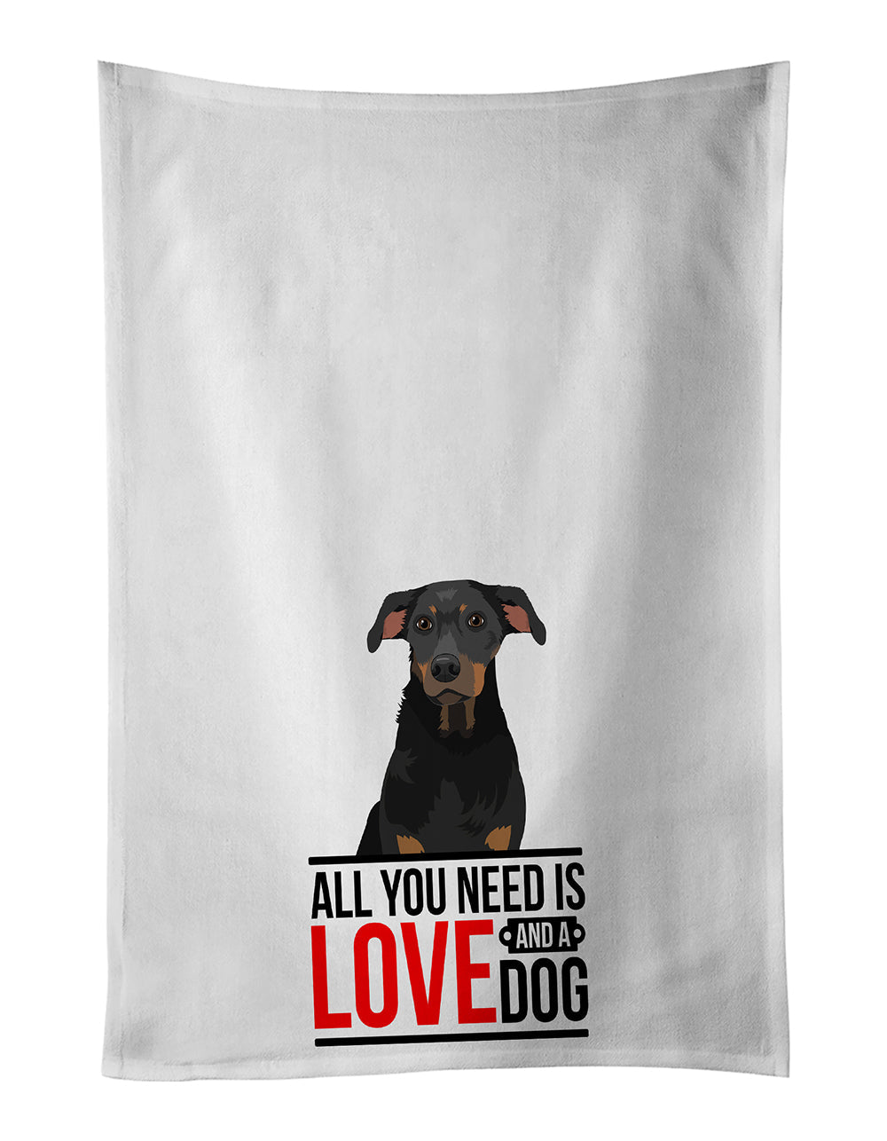 Rottweiler Black and Tan #5  Kitchen Towel Set of 2 White Dish Towels Decorative Bathroom Hand towel for Hand, Face, Hair, Yoga, Tea, Dishcloth, 19 X 28", White