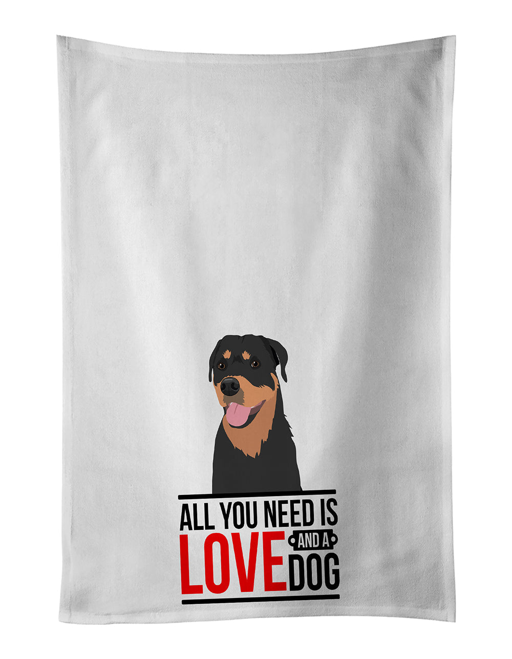 Rottweiler Black and Tan #7  Kitchen Towel Set of 2 White Dish Towels Decorative Bathroom Hand towel for Hand, Face, Hair, Yoga, Tea, Dishcloth, 19 X 28", White