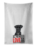 Schnauzer Black #1  Kitchen Towel Set of 2 White Dish Towels Decorative Bathroom Hand towel for Hand, Face, Hair, Yoga, Tea, Dishcloth, 19 X 28", White