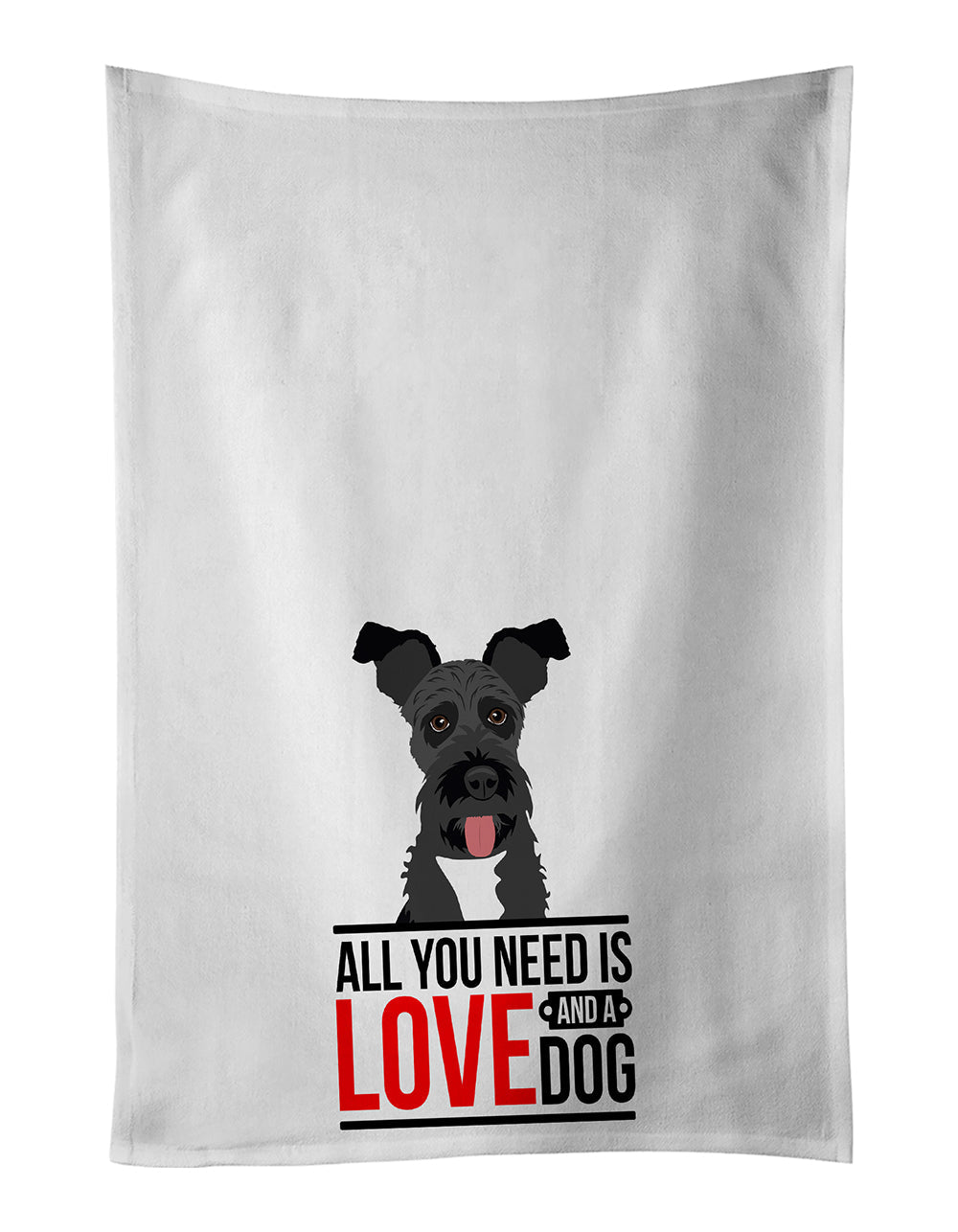Schnauzer Black #3  Kitchen Towel Set of 2 White Dish Towels Decorative Bathroom Hand towel for Hand, Face, Hair, Yoga, Tea, Dishcloth, 19 X 28", White