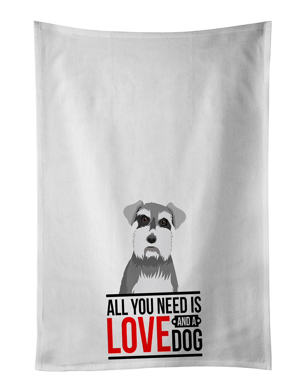 Schnauzer Salt and Pepper #1  Kitchen Towel Set of 2 White Dish Towels Decorative Bathroom Hand towel for Hand, Face, Hair, Yoga, Tea, Dishcloth, 19 X 28", White