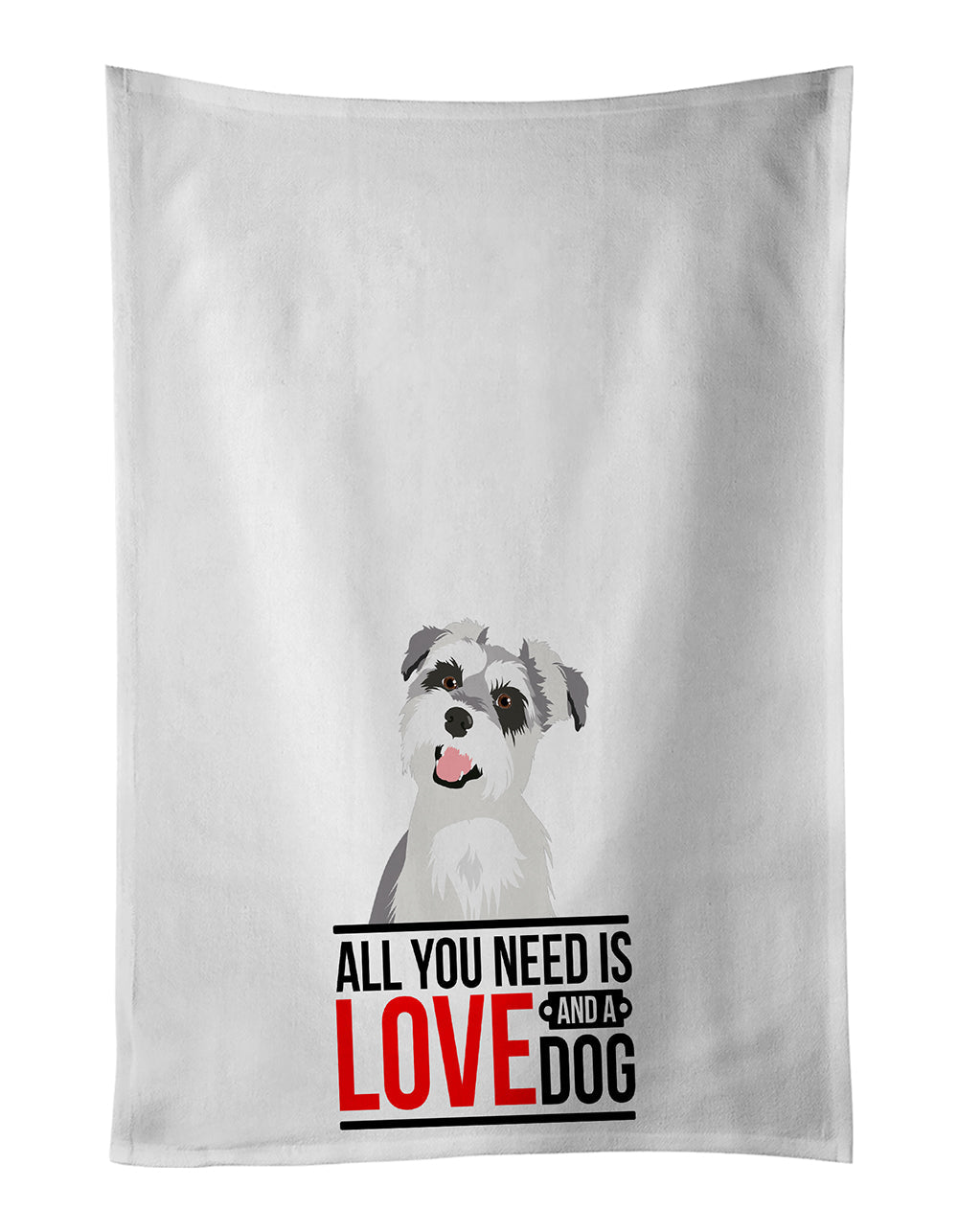 Schnauzer Salt and Pepper #2  Kitchen Towel Set of 2 White Dish Towels Decorative Bathroom Hand towel for Hand, Face, Hair, Yoga, Tea, Dishcloth, 19 X 28", White