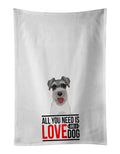 Schnauzer Salt and Pepper #3  Kitchen Towel Set of 2 White Dish Towels Decorative Bathroom Hand towel for Hand, Face, Hair, Yoga, Tea, Dishcloth, 19 X 28", White