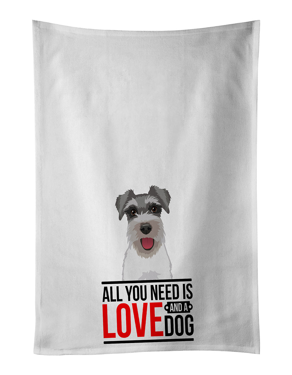 Schnauzer Salt and Pepper #3  Kitchen Towel Set of 2 White Dish Towels Decorative Bathroom Hand towel for Hand, Face, Hair, Yoga, Tea, Dishcloth, 19 X 28", White