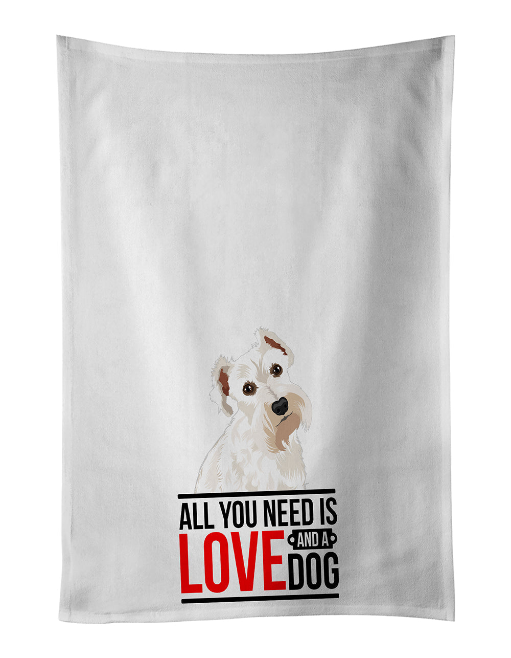 Schnauzer White #1  Kitchen Towel Set of 2 White Dish Towels Decorative Bathroom Hand towel for Hand, Face, Hair, Yoga, Tea, Dishcloth, 19 X 28", White