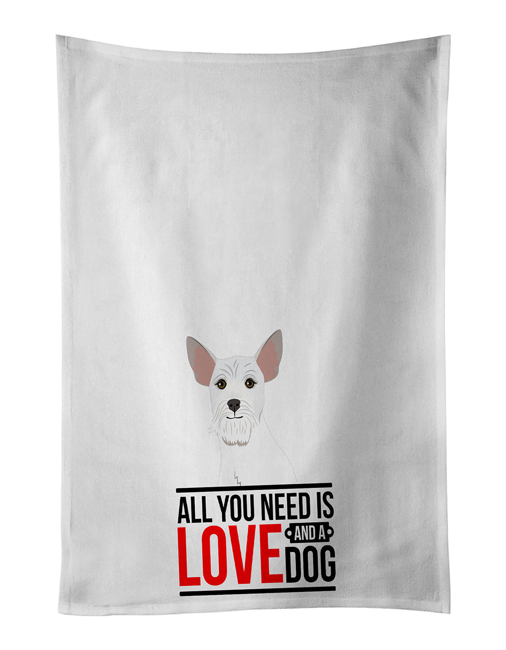 Schnauzer White #2  Kitchen Towel Set of 2 White Dish Towels Decorative Bathroom Hand towel for Hand, Face, Hair, Yoga, Tea, Dishcloth, 19 X 28", White
