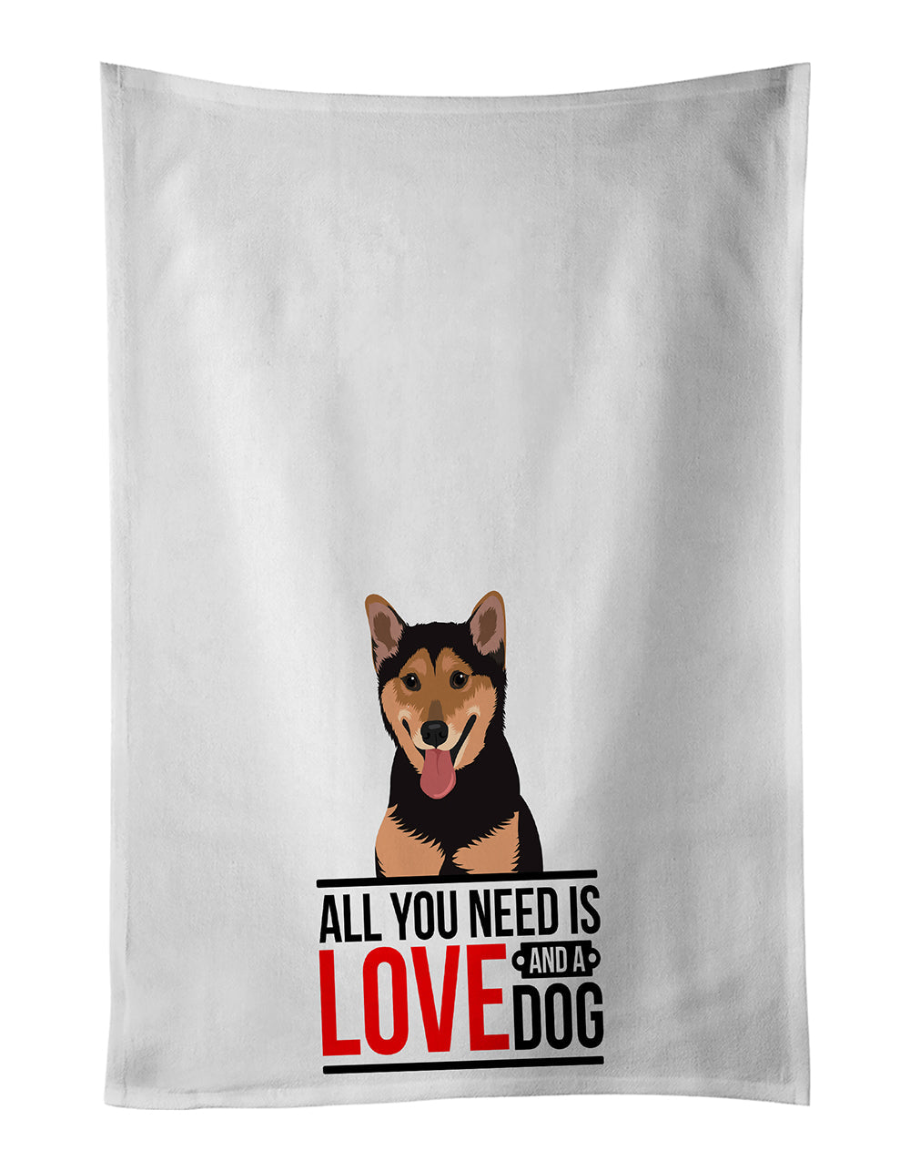 Shiba Inu Black and Tan  Kitchen Towel Set of 2 White Dish Towels Decorative Bathroom Hand towel for Hand, Face, Hair, Yoga, Tea, Dishcloth, 19 X 28", White