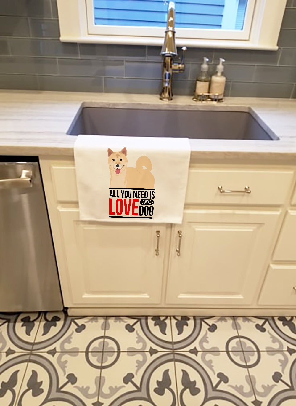 Shiba Inu Cream #1  Kitchen Towel Set of 2 White Dish Towels Decorative Bathroom Hand towel for Hand, Face, Hair, Yoga, Tea, Dishcloth, 19 X 28", White