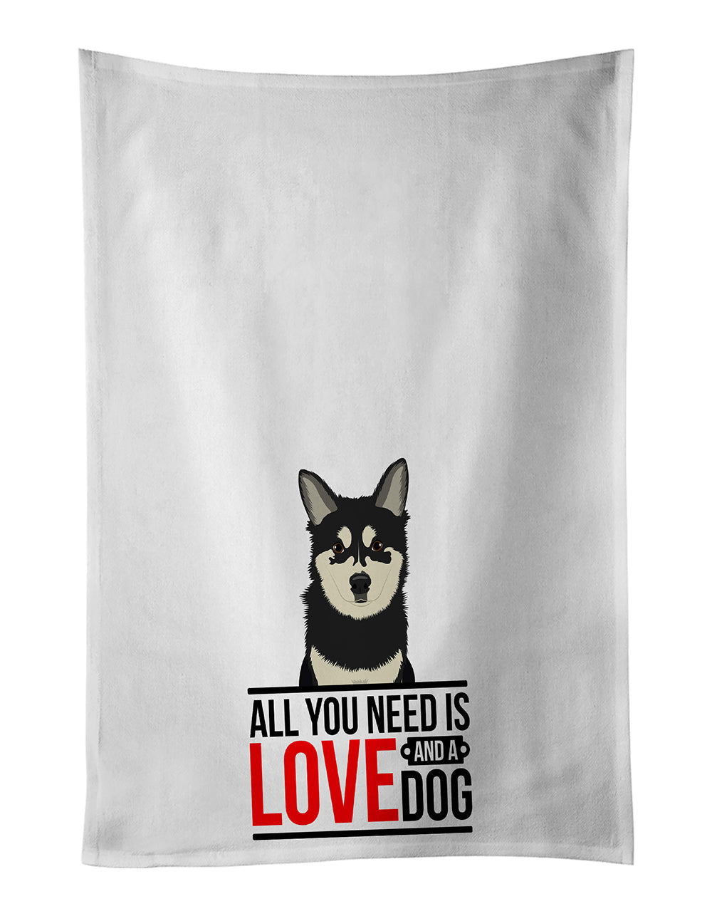Shiba Inu Husky Mix  Kitchen Towel Set of 2 White Dish Towels Decorative Bathroom Hand towel for Hand, Face, Hair, Yoga, Tea, Dishcloth, 19 X 28", White