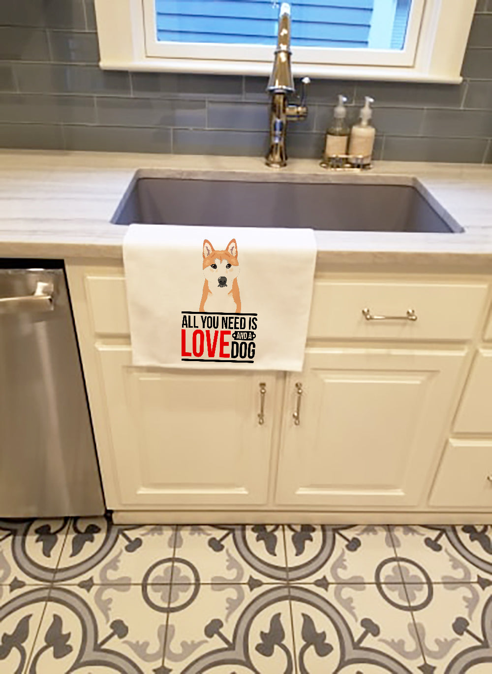 Shiba Inu Red #1  Kitchen Towel Set of 2 White Dish Towels Decorative Bathroom Hand towel for Hand, Face, Hair, Yoga, Tea, Dishcloth, 19 X 28", White