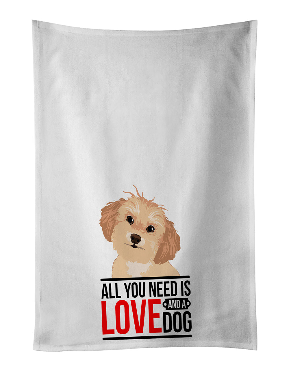 Shih-Tzu Gold #1  Kitchen Towel Set of 2 White Dish Towels Decorative Bathroom Hand towel for Hand, Face, Hair, Yoga, Tea, Dishcloth, 19 X 28", White
