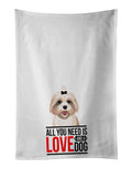 Shih-Tzu Gold #2  Kitchen Towel Set of 2 White Dish Towels Decorative Bathroom Hand towel for Hand, Face, Hair, Yoga, Tea, Dishcloth, 19 X 28", White