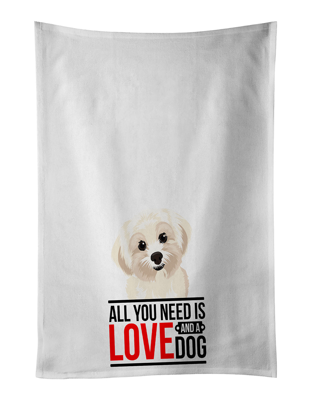 Shih-Tzu Gold #4  Kitchen Towel Set of 2 White Dish Towels Decorative Bathroom Hand towel for Hand, Face, Hair, Yoga, Tea, Dishcloth, 19 X 28", White