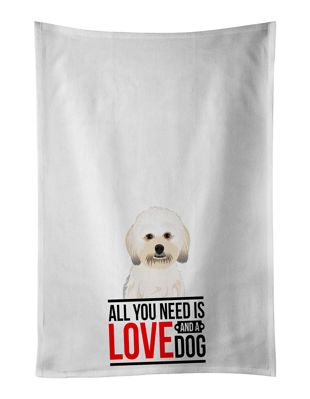 Shih-Tzu Gold #5  Kitchen Towel Set of 2 White Dish Towels Decorative Bathroom Hand towel for Hand, Face, Hair, Yoga, Tea, Dishcloth, 19 X 28", White