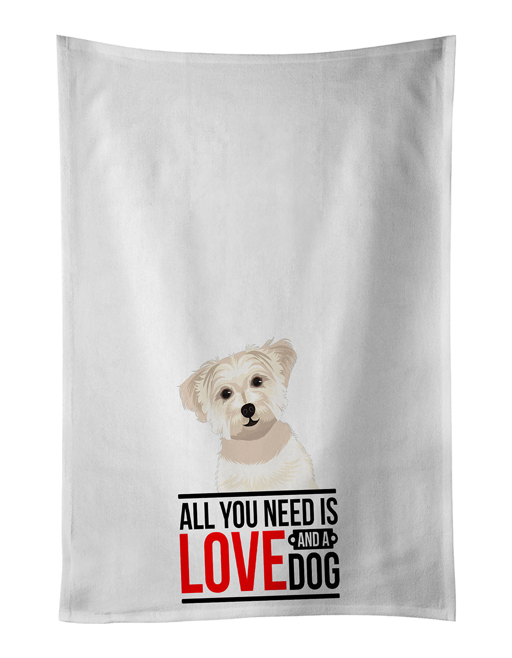 Shih-Tzu Gold #6  Kitchen Towel Set of 2 White Dish Towels Decorative Bathroom Hand towel for Hand, Face, Hair, Yoga, Tea, Dishcloth, 19 X 28", White