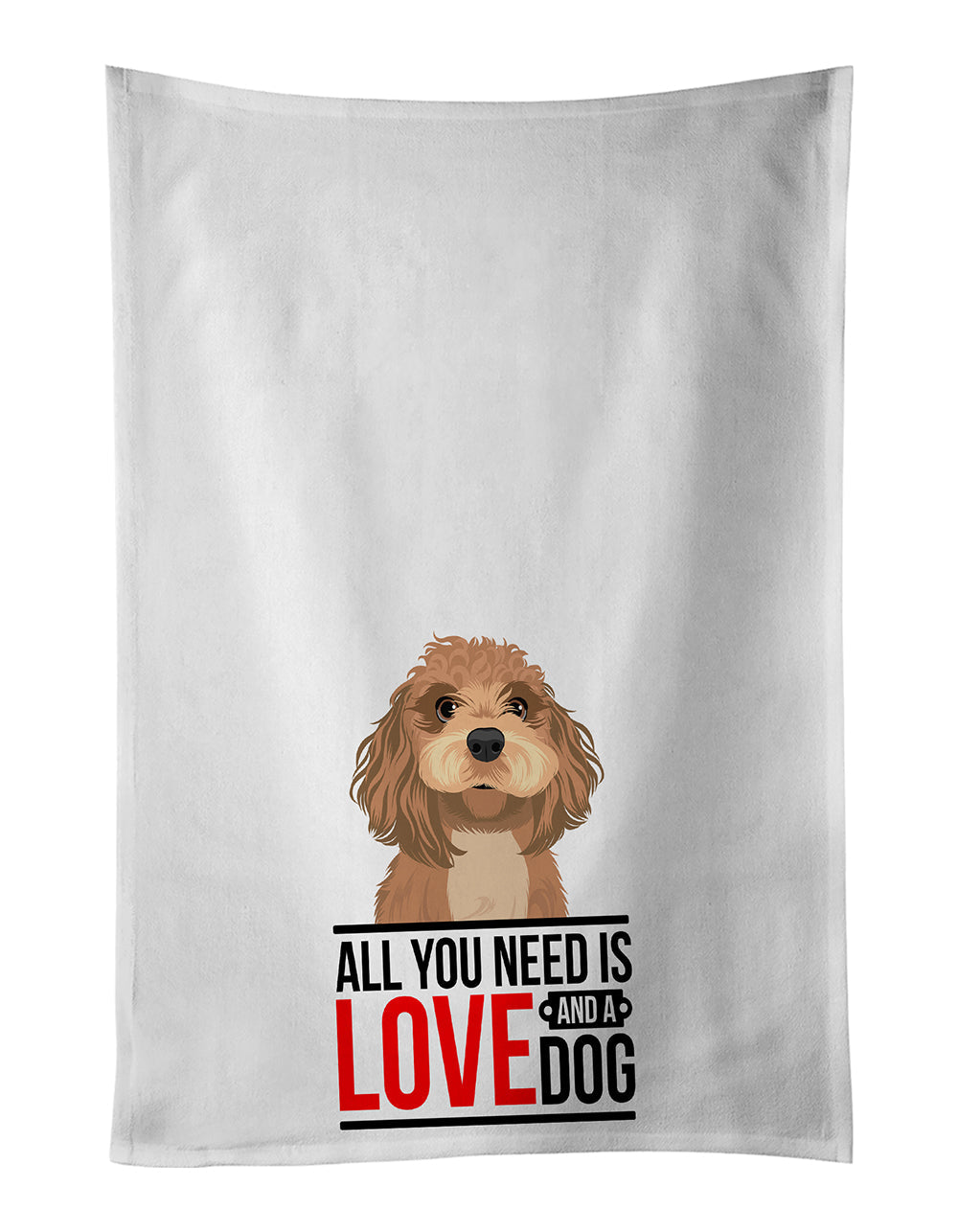 Shih-Tzu Red  Kitchen Towel Set of 2 White Dish Towels Decorative Bathroom Hand towel for Hand, Face, Hair, Yoga, Tea, Dishcloth, 19 X 28", White