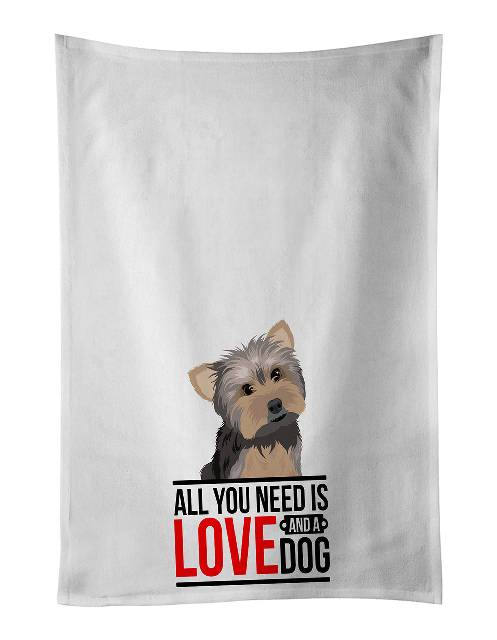 Yorkie Blue and Tan #2  Kitchen Towel Set of 2 White Dish Towels Decorative Bathroom Hand towel for Hand, Face, Hair, Yoga, Tea, Dishcloth, 19 X 28", White