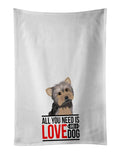 Yorkie Blue and Tan #2  Kitchen Towel Set of 2 White Dish Towels Decorative Bathroom Hand towel for Hand, Face, Hair, Yoga, Tea, Dishcloth, 19 X 28", White