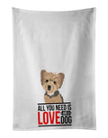Yorkie Blue and Tan Puppy  Kitchen Towel Set of 2 White Dish Towels Decorative Bathroom Hand towel for Hand, Face, Hair, Yoga, Tea, Dishcloth, 19 X 28", White