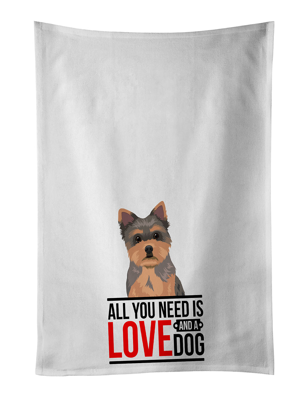 Yorkie Chocolate Puppy  Kitchen Towel Set of 2 White Dish Towels Decorative Bathroom Hand towel for Hand, Face, Hair, Yoga, Tea, Dishcloth, 19 X 28", White