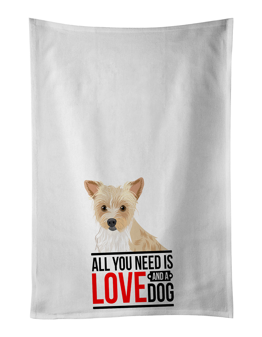 Yorkie Parti  Kitchen Towel Set of 2 White Dish Towels Decorative Bathroom Hand towel for Hand, Face, Hair, Yoga, Tea, Dishcloth, 19 X 28", White