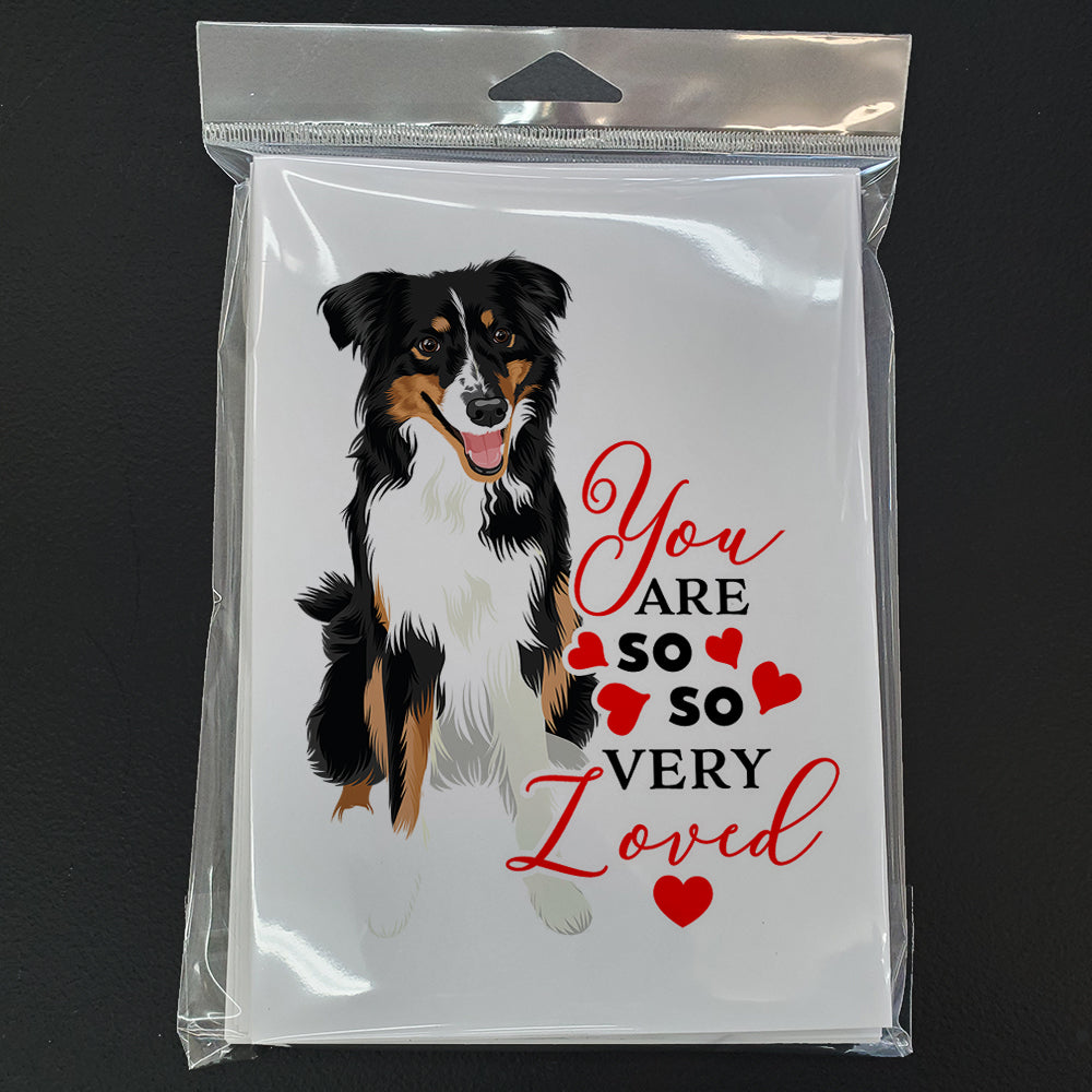 Australian Shepherd Black Tricolor #3 so Loved Greeting Cards Pack of 8 Blank Cards with Envelopes Whimsical A7 Size 5x7